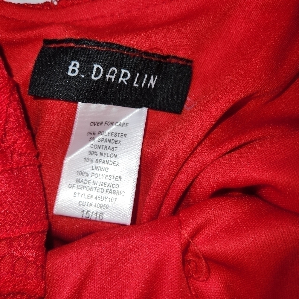 B. Darlin NWT Fit & Flare Lace Dress Size 15/16 Juniors Red - Picture 7 of 11